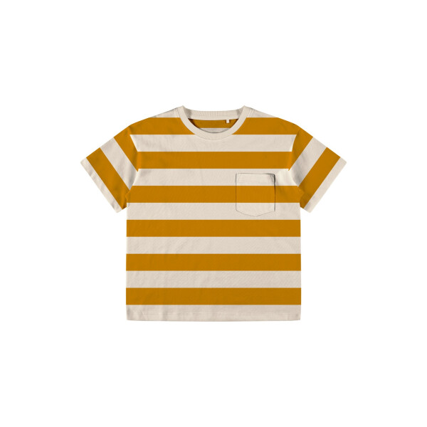 weites Bio BlockstreifenT-Shirt, wei&szlig;-curry
