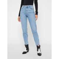 Mom Fit High Waist Jeans, light blue denim