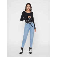 Mom Fit High Waist Jeans, light blue denim