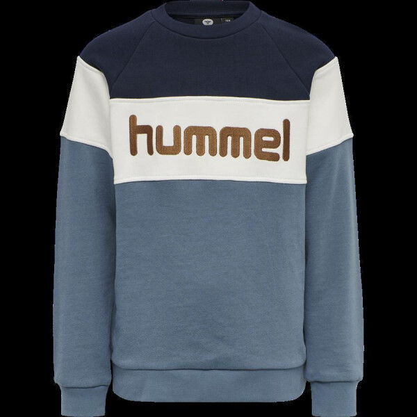 Hummel Logo Sweatshirt, Blockstreifen mit pudrigem Blau und wei&szlig;