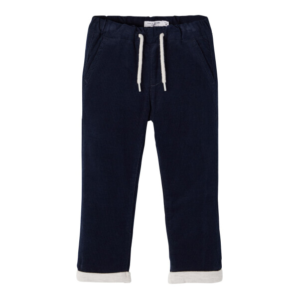 Cordhose mit elastischem Bund und beiger Kordel, dunkelblau