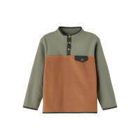 Half Zip Pullover aus Fleece gr&uuml;n/braun 158/164