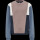 Sweatshirt in mauve mit blauen &Auml;rmeln und Kontrasteins&auml;tzen