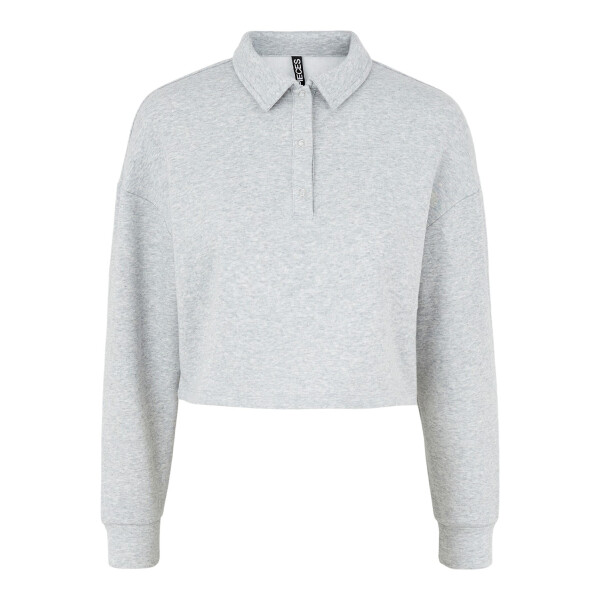 Langarm Polo-Shirt, cropped, hellgrau