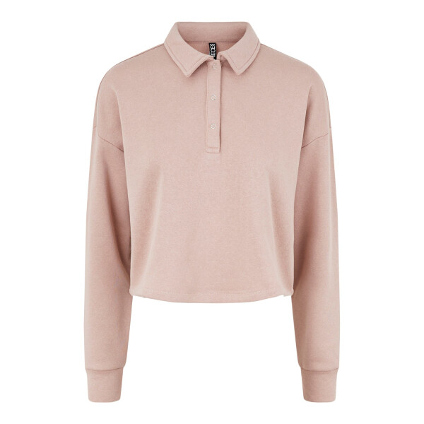 Langarm Polo-Shirt, cropped, altrosa