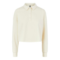 Langarm Polo-Shirt, cropped, creme