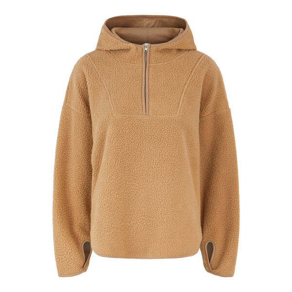 Kuschelpulli mit Zip-Kragen, hellbraun