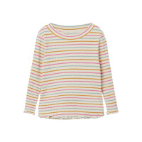 Mini Ripp Langarm-Shirt gestreift, rosa, hellblau, curry