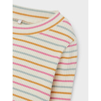Mini Ripp Langarm-Shirt gestreift, rosa, hellblau, curry