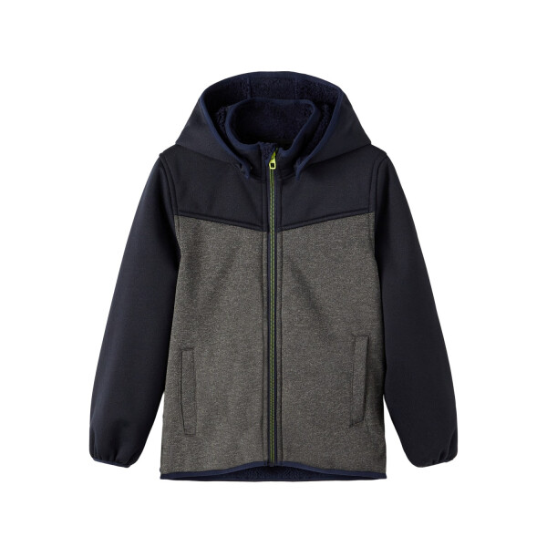 Kids Teddy Softshell Jacke,grau, gelber Zipper