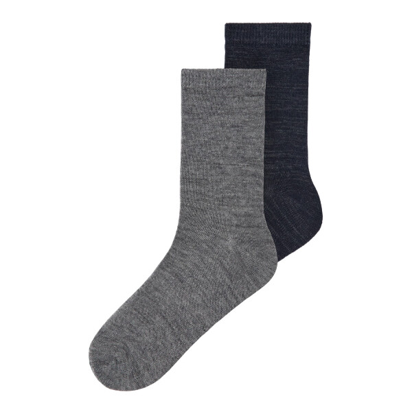 Kids 2er Pack Socken aus Wolle (Merino), schwarz/grau