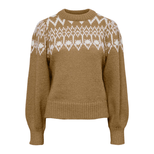 Strickpulli mit Norwegermuster, braun