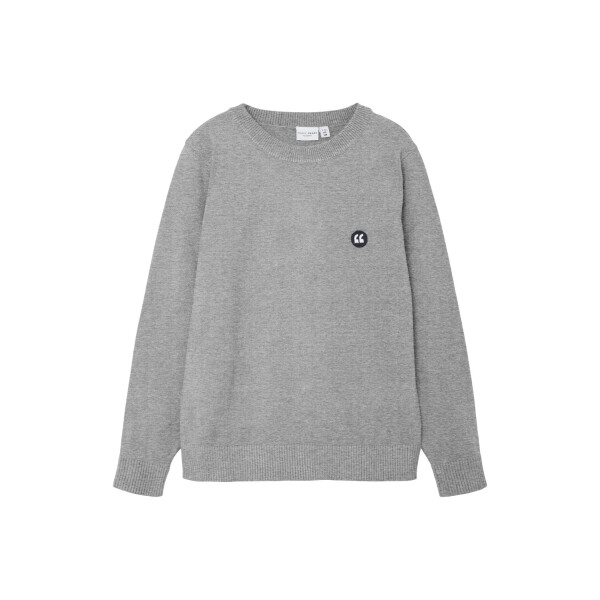 Kids Feinstrick Sweatshirt mit Patch, grau