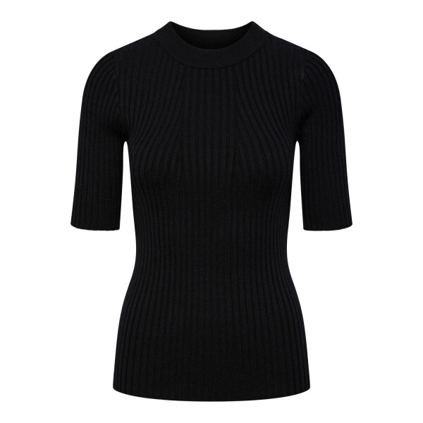 Pieces geripptesShirt mit 3/4 &Auml;rmeln, schwarz