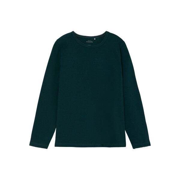 Kids Langarmshirt mit kleinen Details am Kragen, dunkelgr&uuml;n