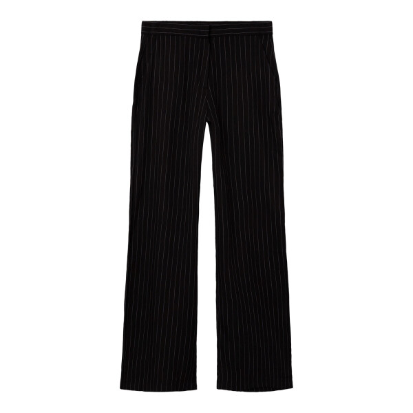 LMTD weite Stoffhose mit Nadelstreifen, schwarz