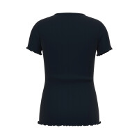 Kids T-Shirt mit breiten Rippstreifen, schwarz