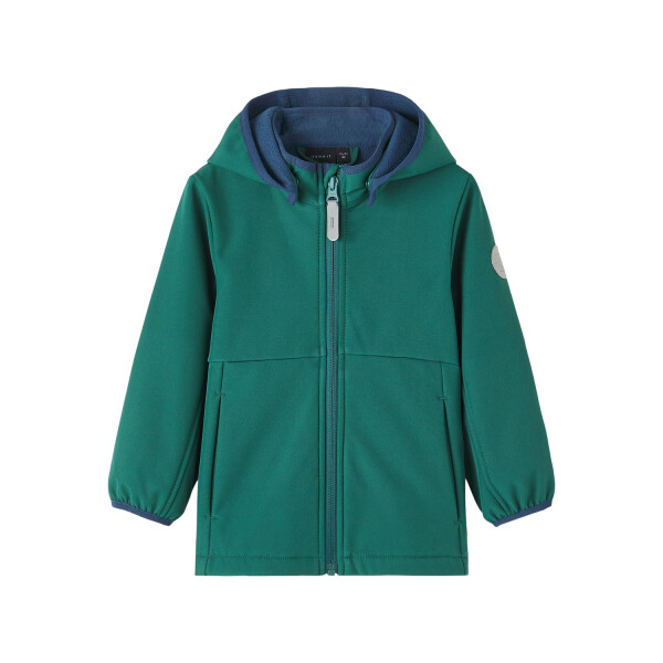 Mini Softshell-Jacke mit blauen Details, dunkelgr&uuml;n