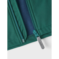Mini Softshell-Jacke mit blauen Details, dunkelgr&uuml;n