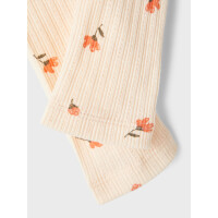 Babylegging mit Strickmuster und Bl&uuml;mchen, peach