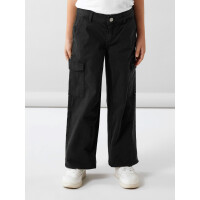 Regular Cargo mit Wide Leg, schwarz