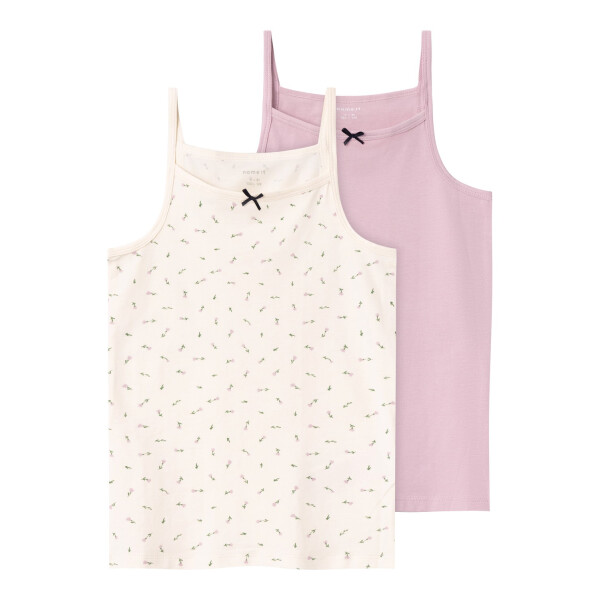 2er Pack Strap Tops, rosa/Bl&uuml;mchen