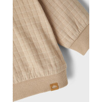 Baby Sweatshirt mit feinen wei&szlig;en Streifen, beige