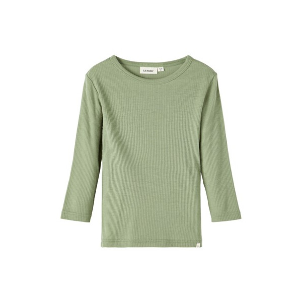 Langarmshirt Wolle gerippt, gr&uuml;n