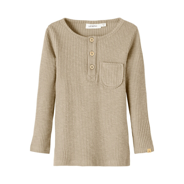 Sweatshirt gerippt mit Brusttasche. beige