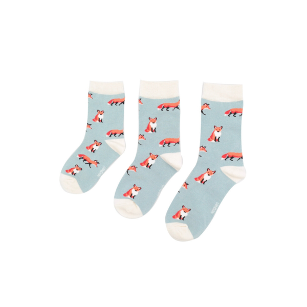 Miss Sparrow Kindersocken Bamboo Foxes duck egg