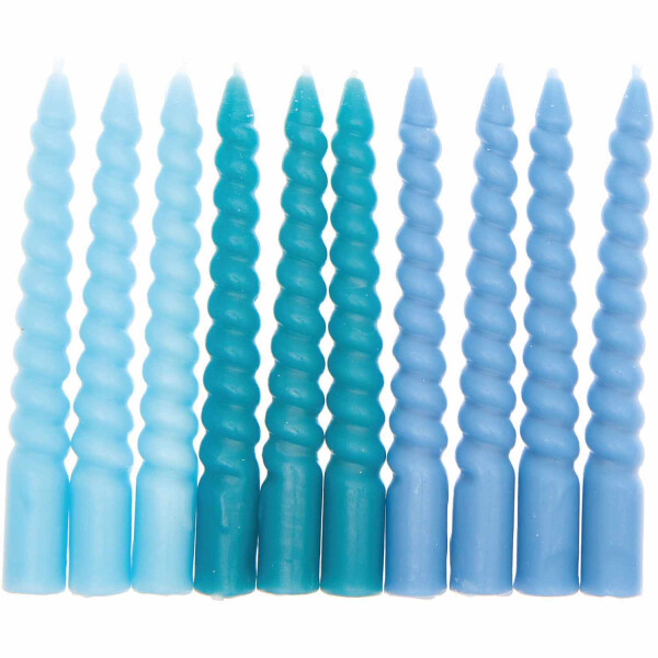 Spiralkerzen, Smokey Blau Mix, 10 Stk
