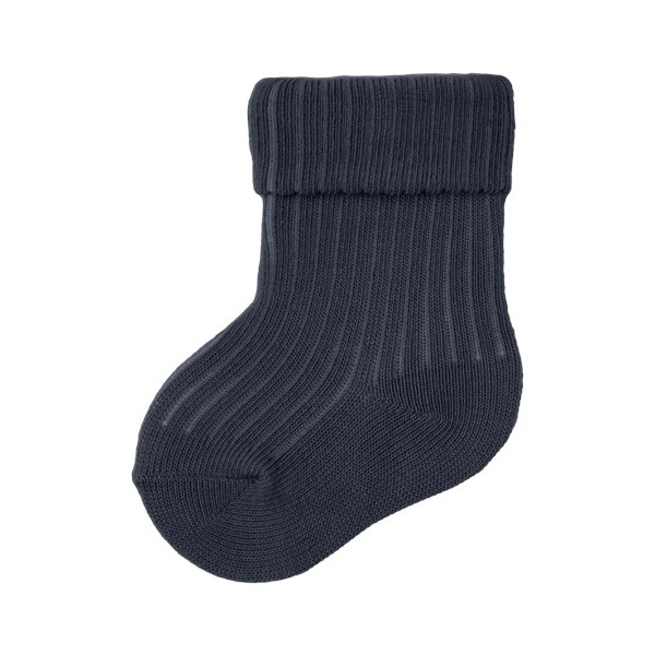 Baby Socken mit &uuml;berschlagenem B&uuml;ndchen, dunkel blau
