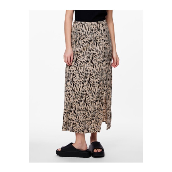 Rock, lang mit Schlitz, Animal-Print
