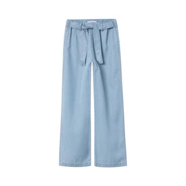 Weite Sommerjeans mit Schleife, hellblau