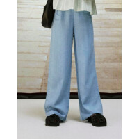 Weite Sommerjeans mit Schleife, hellblau