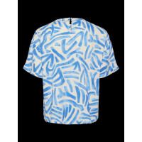 Kurzarm-Oberteil graphische Muster, beige/blau
