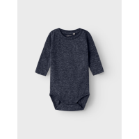 Langarmbody, blaugrau meliert