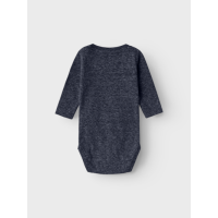 Langarmbody, blaugrau meliert