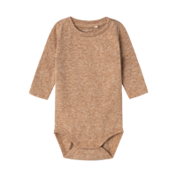 Langarmbody, beige/braun meliert