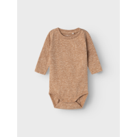 Langarmbody, beige/braun meliert