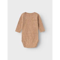 Langarmbody, beige/braun meliert