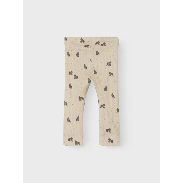 Baby Leggings gerippt mit Gorillamuster, beige