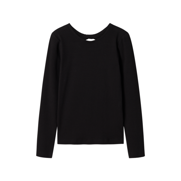 Bio-Longsleeve mit R&uuml;ckenausschnitt, schwarz