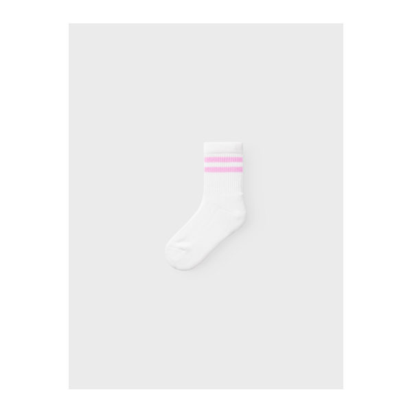 Socken mit Streifen, wei&szlig;/rosa