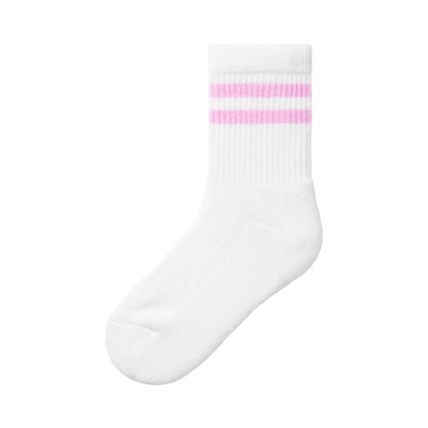 Socken mit Streifen, wei&szlig;/rosa