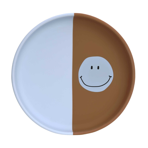 Kinderteller Silikon - Happy Rascals, Herz blau