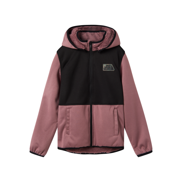 Kids Teddy Softshell Jacke, altrosa-schwarz