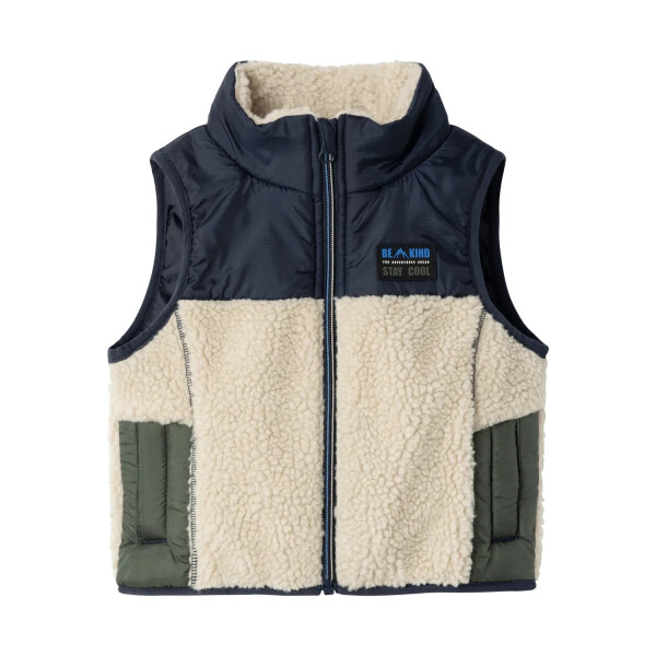 Teddyweste, beige/blau/gr&uuml;n