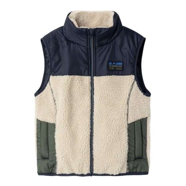 Kids Teddy Weste, beige/dunkelblau