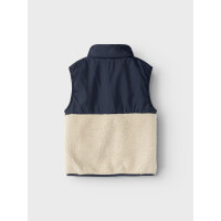 Kids Teddy Weste, beige/dunkelblau